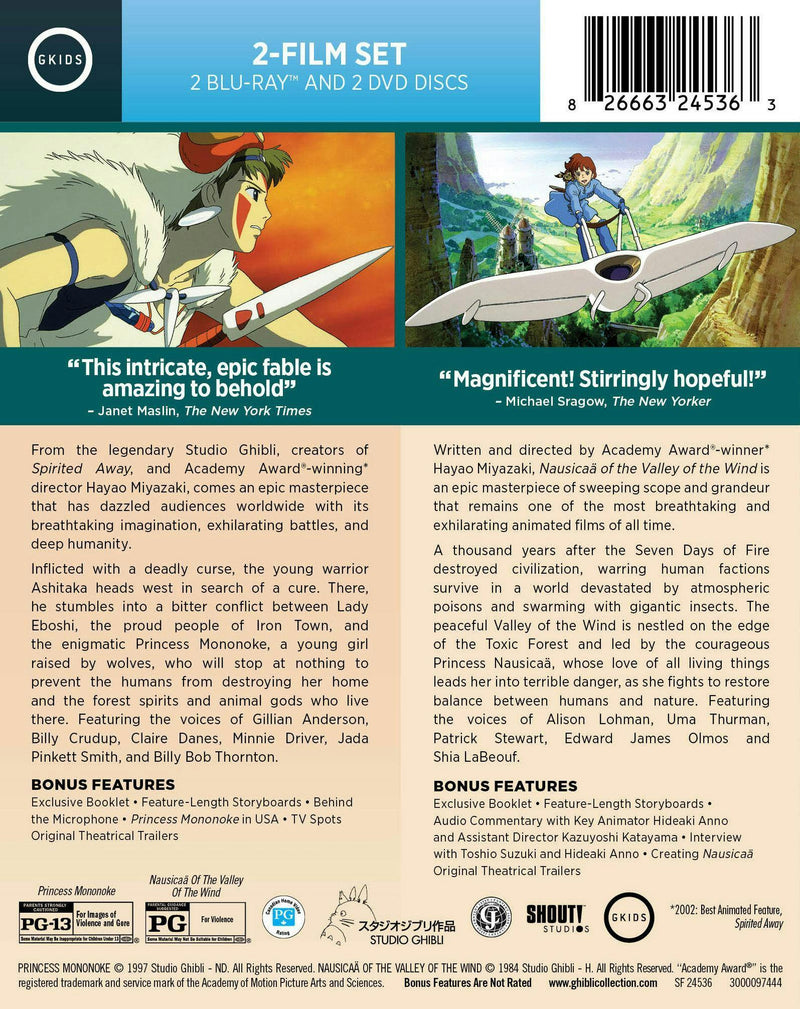 Princess Mononoke / Nausicaa of Valley of the Wind 2-Film Set [Blu-ray]