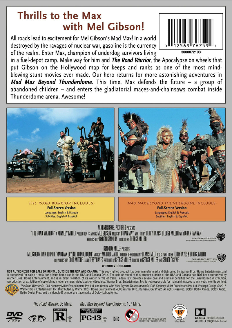 Mad Max - The Road Warrior/Mad Max - Beyond Thunderdome (DVD Double Feature) [DVD]
