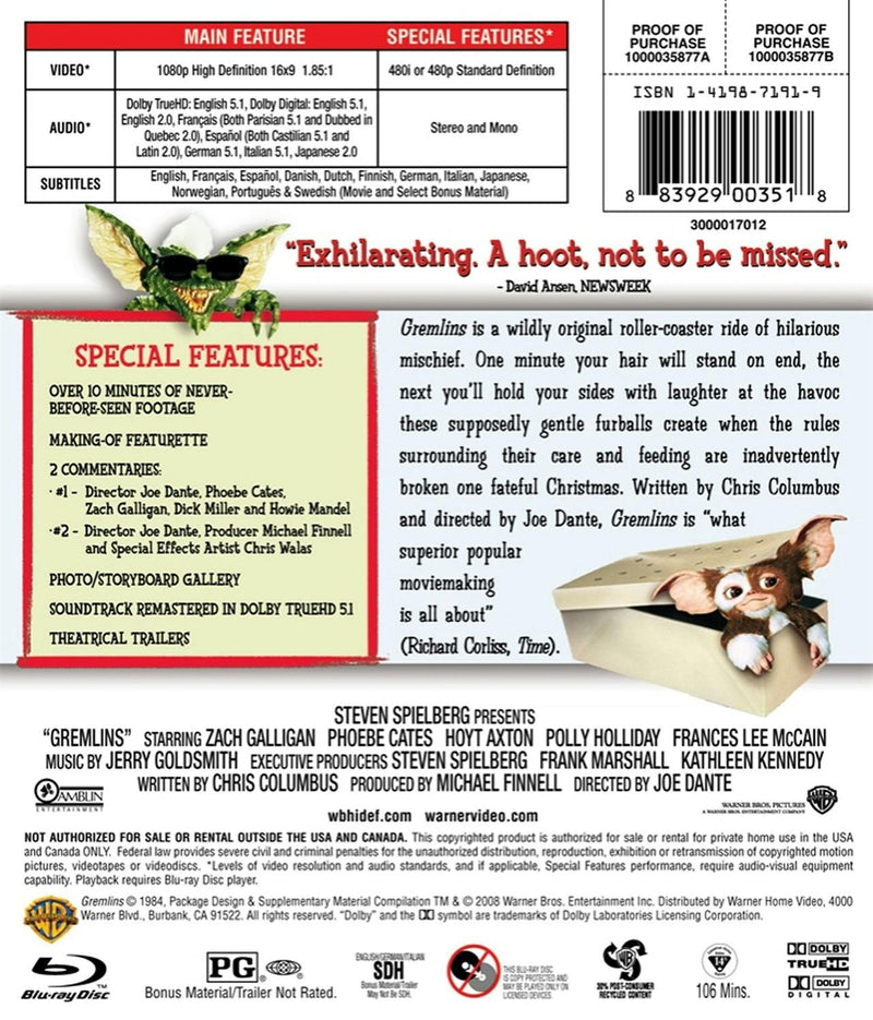 Gremlins 25th Anniversary [Blu-ray]