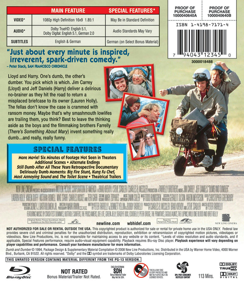 Dumb and Dumber (Blu-ray Unrated) [Blu-ray]