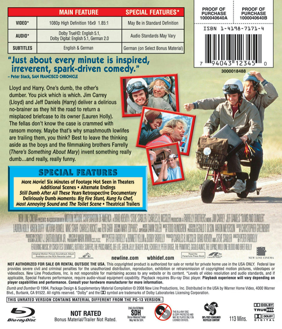 Dumb and Dumber (Blu-ray Unrated) [Blu-ray]
