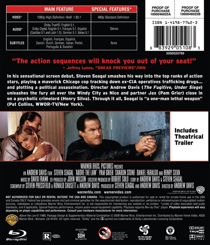 Above The Law [Blu-ray]