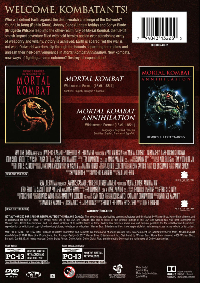 Mortal Kombat/Mortal Kombat: Annihilation (DVD Double Feature) [DVD]