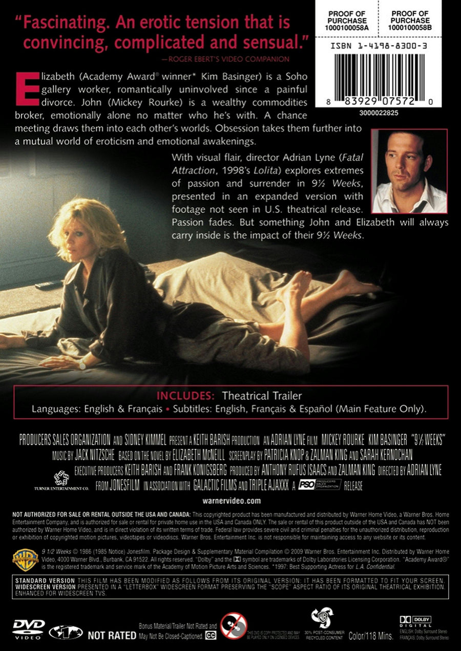9 1/2 Weeks (DVD Director's Cut) [DVD]
