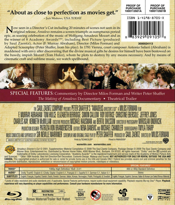 Amadeus: Director's Cut (Blu-ray New Packaging) [Blu-ray]