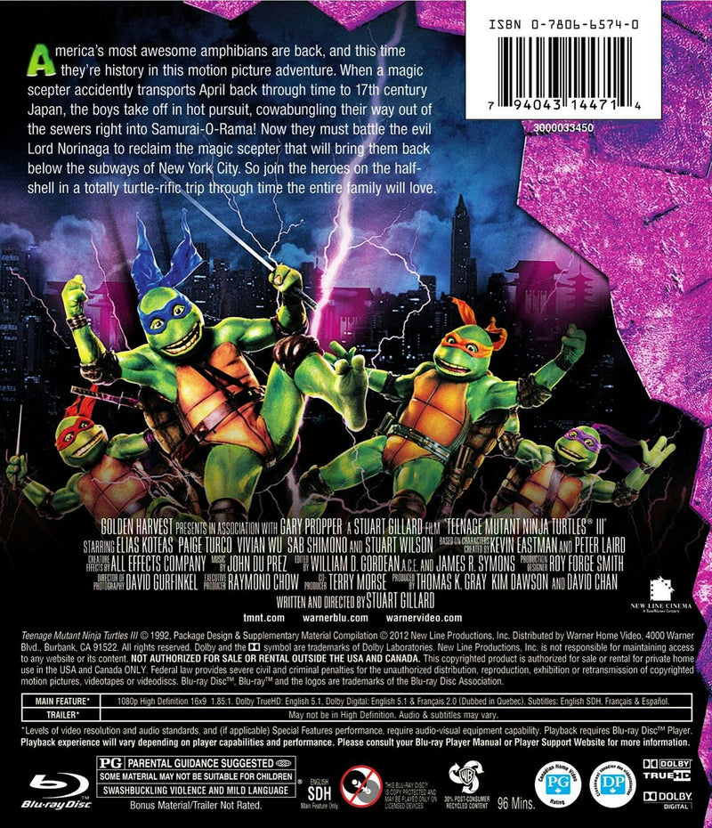 Teenage Mutant Ninja Turtles 3 - Turtles in Time [Blu-ray]
