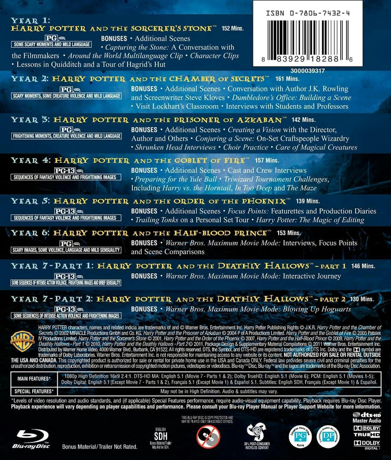 Harry Potter: Complete 8-film Collection (Blu-ray Set) [Blu-ray]
