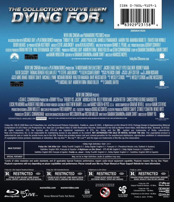 Friday the 13th/A Nightmare On Elm Street/Freddy Vs Jason (Box Set) [Blu-ray]