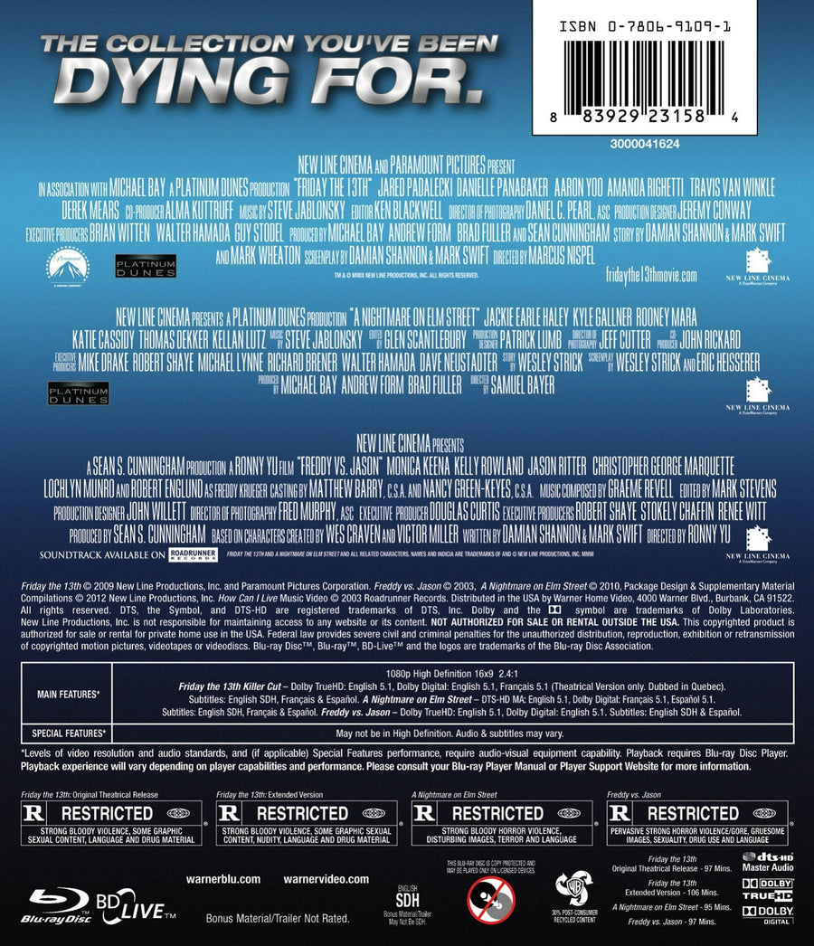 Friday the 13th/A Nightmare On Elm Street/Freddy Vs Jason (Box Set) [Blu-ray]