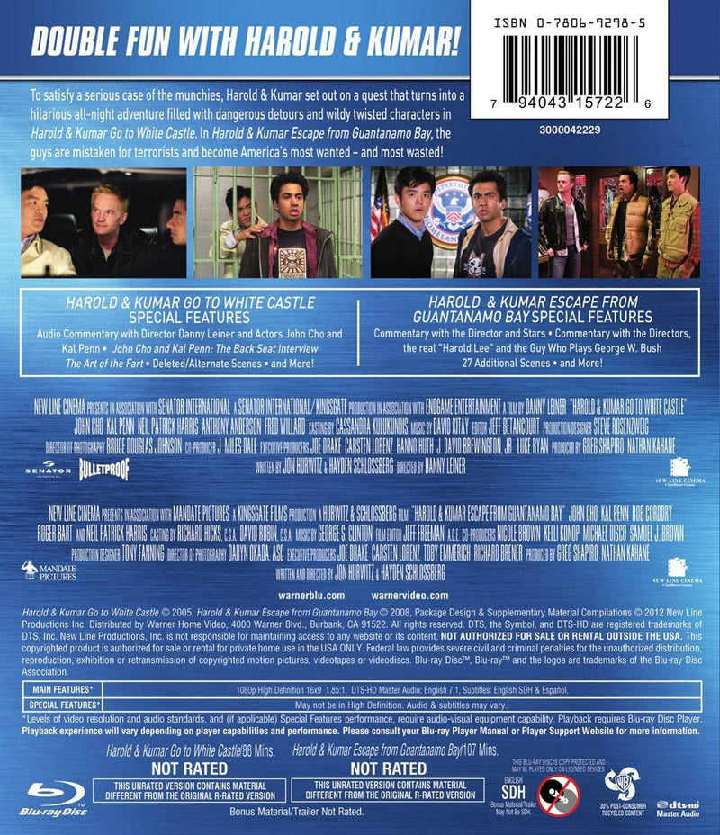 Harold & Kumar Go White Castle & Harold & Kumar Escape from Guantanamo (Blu-ray Double Feature) [Blu-ray]