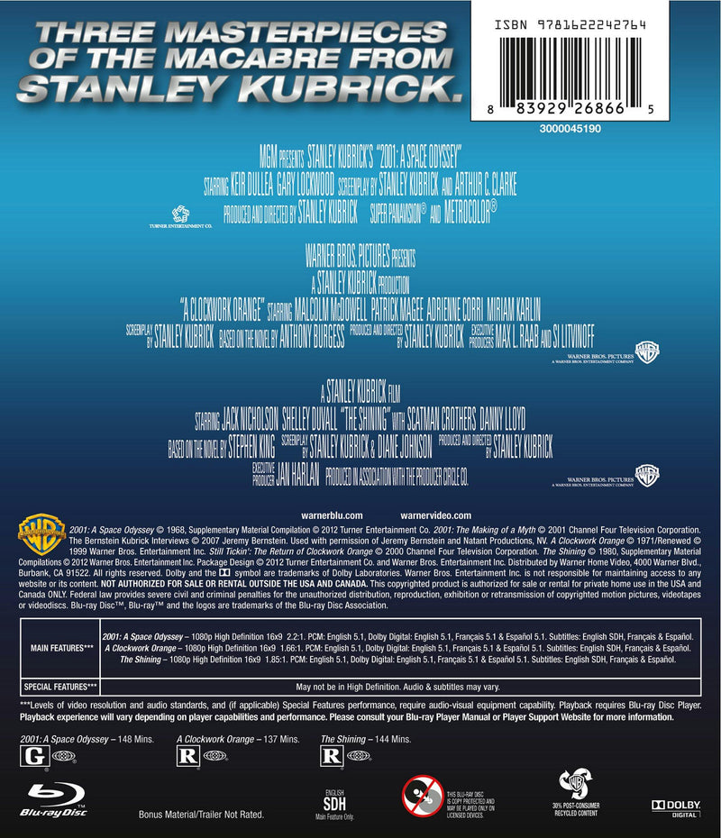 2001 - A Space Odyssey/A Clockwork Orange/The Shining (Box Set) [Blu-ray]