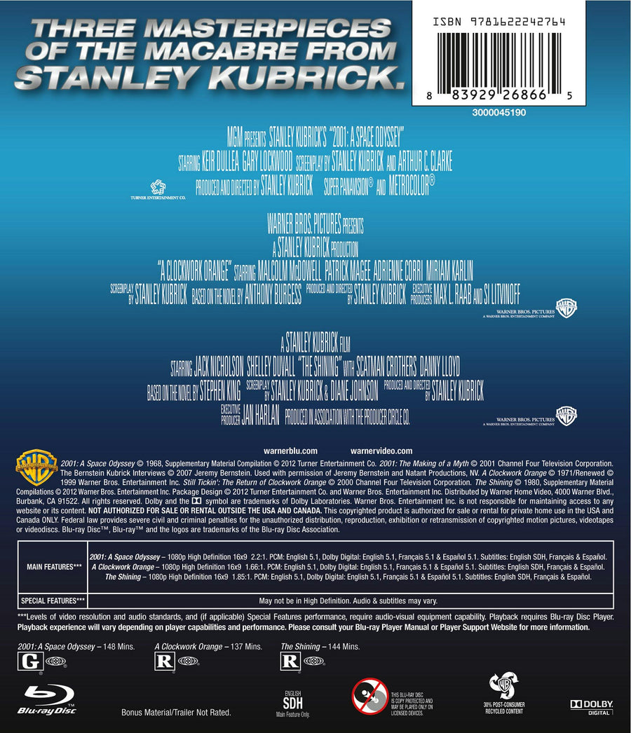2001 - A Space Odyssey/A Clockwork Orange/The Shining (Box Set) [Blu-ray]