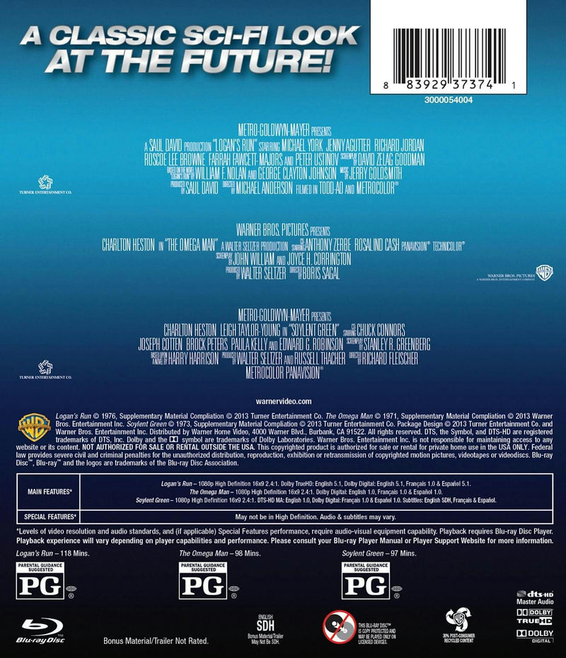 Soylent Green/Logan's Run/Omega Man (Box Set) [Blu-ray]