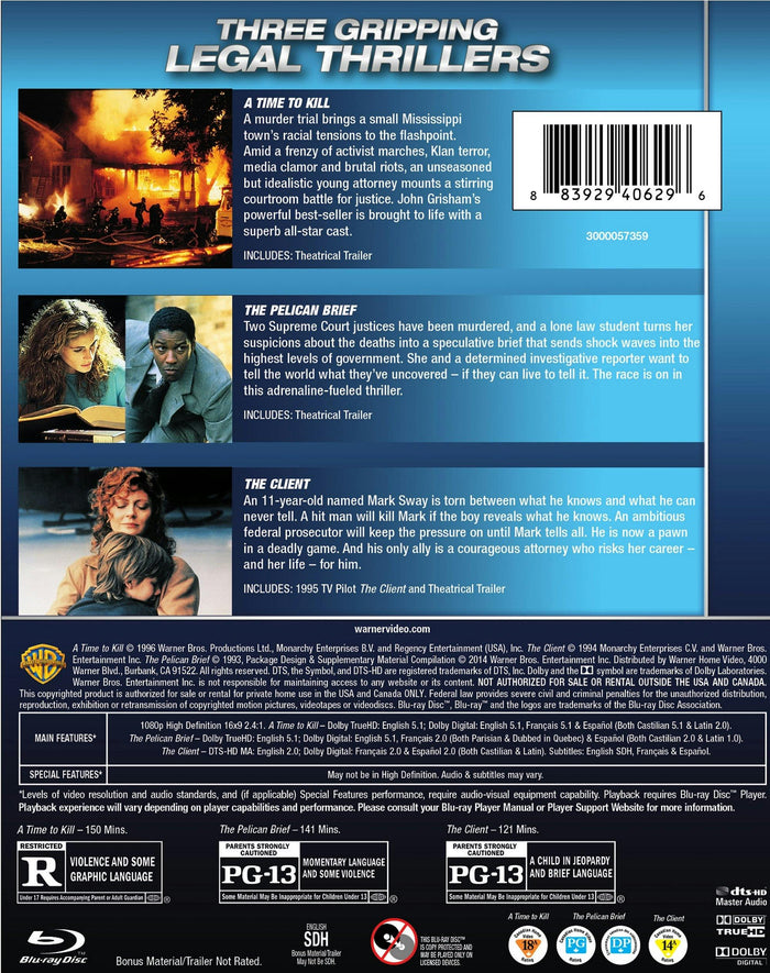 A Time to Kill/The Pelican Brief/The Client (Box Set) [Blu-ray]