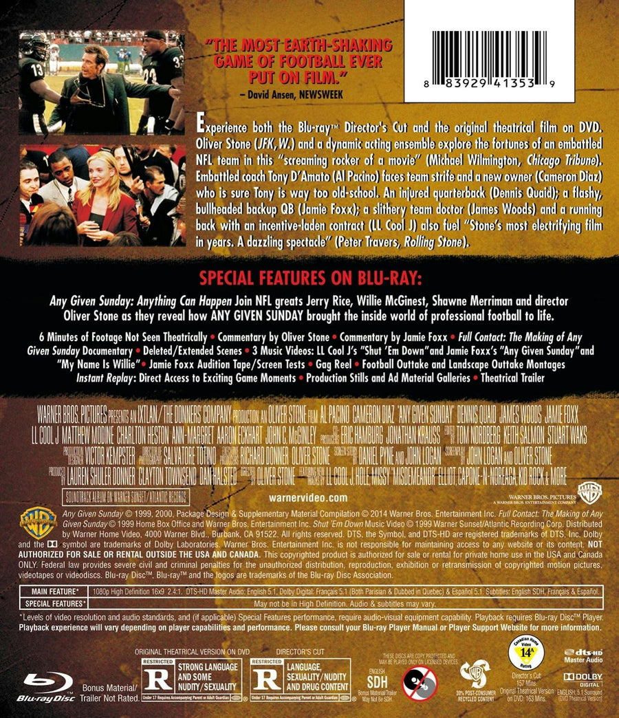 Any Given Sunday: 15th Anniversary  + Original Theatrical Cut (Blu-ray 15th Anniversary Edition) [Blu-ray]