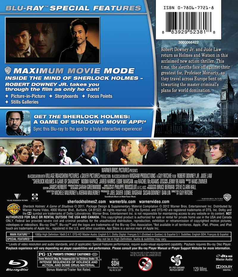 Sherlock Holmes: A Game of Shadows (Blu-ray New Box Art) [Blu-ray]