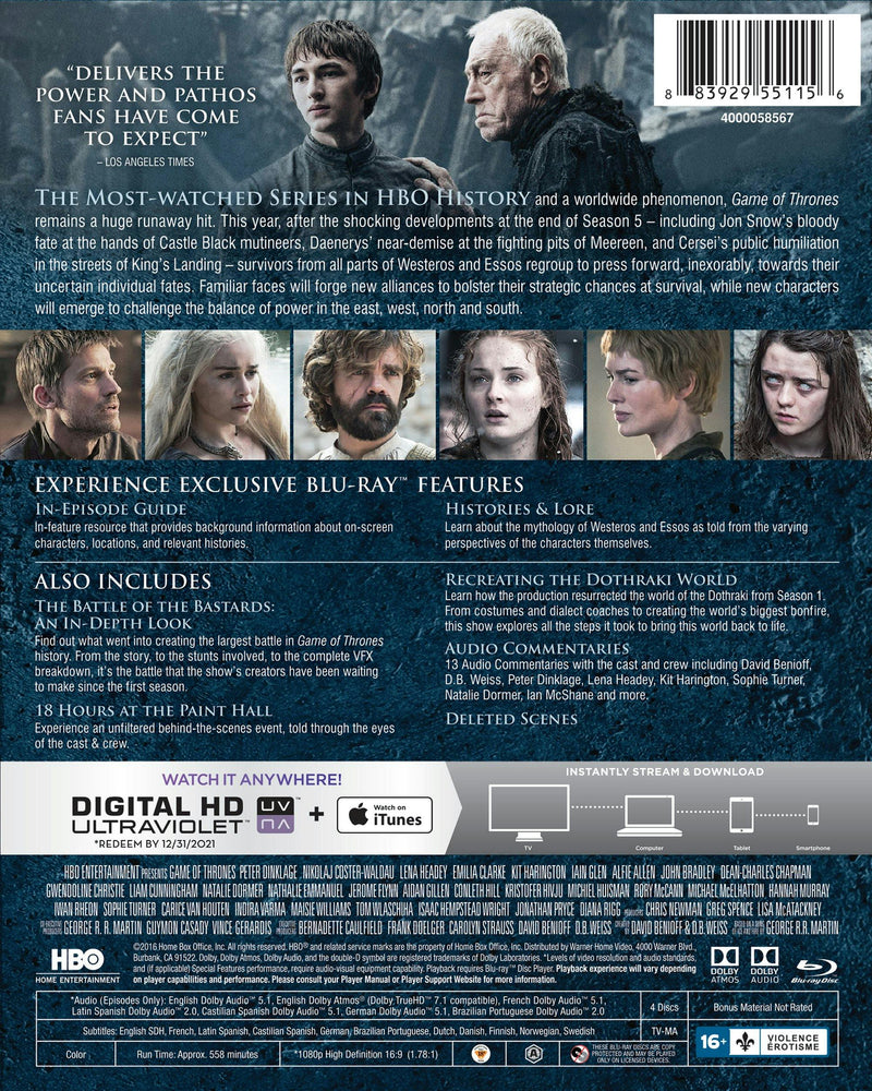Game of Thrones: The Complete Sixth Season (Box Set) [Blu-ray]