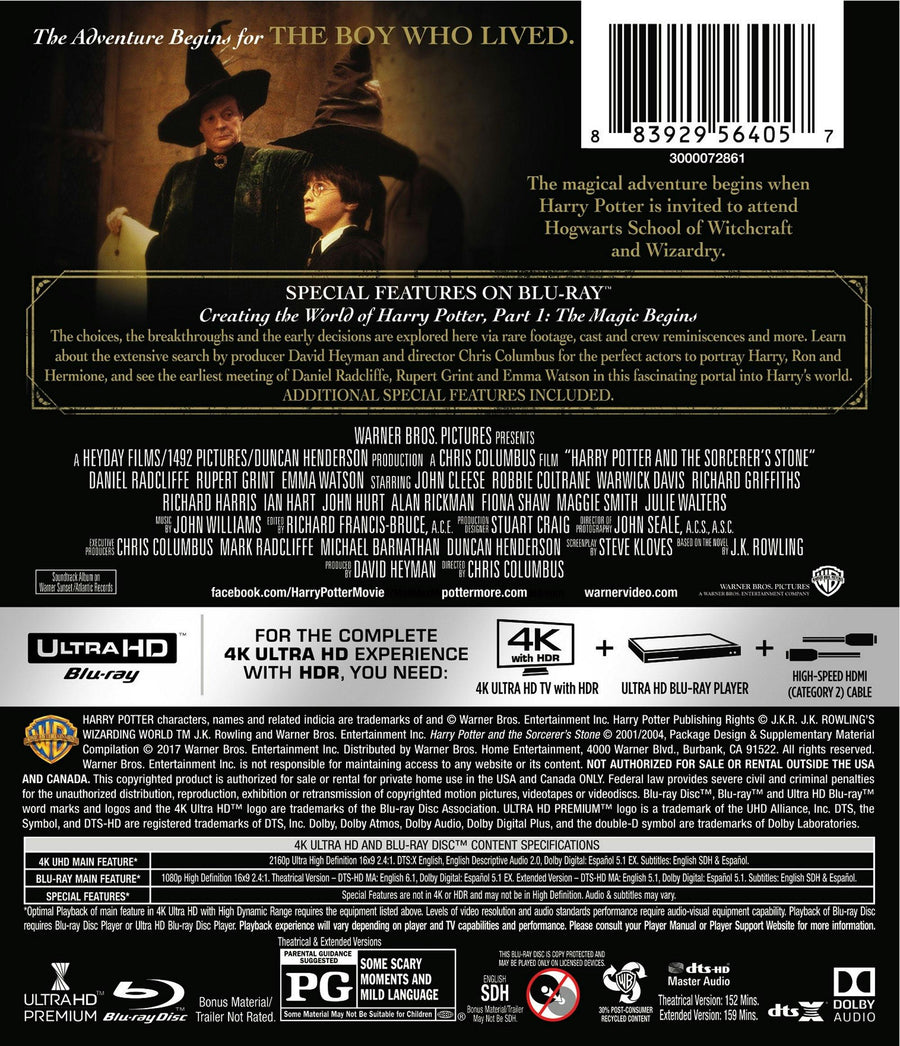 Harry Potter and the Philosopher's Stone (4K Ultra HD) [UHD]