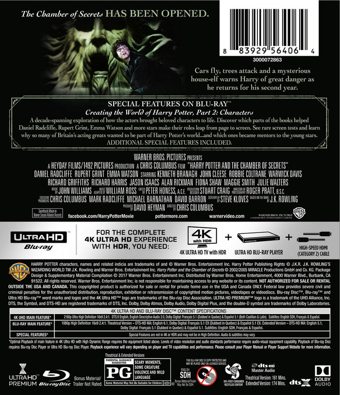 Harry Potter and the Chamber of Secrets (4K Ultra HD + Blu-ray) [UHD]