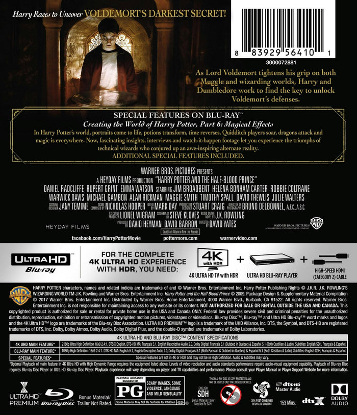 Harry Potter and the Half Blood Prince (4K Ultra HD + Blu-ray) [UHD]