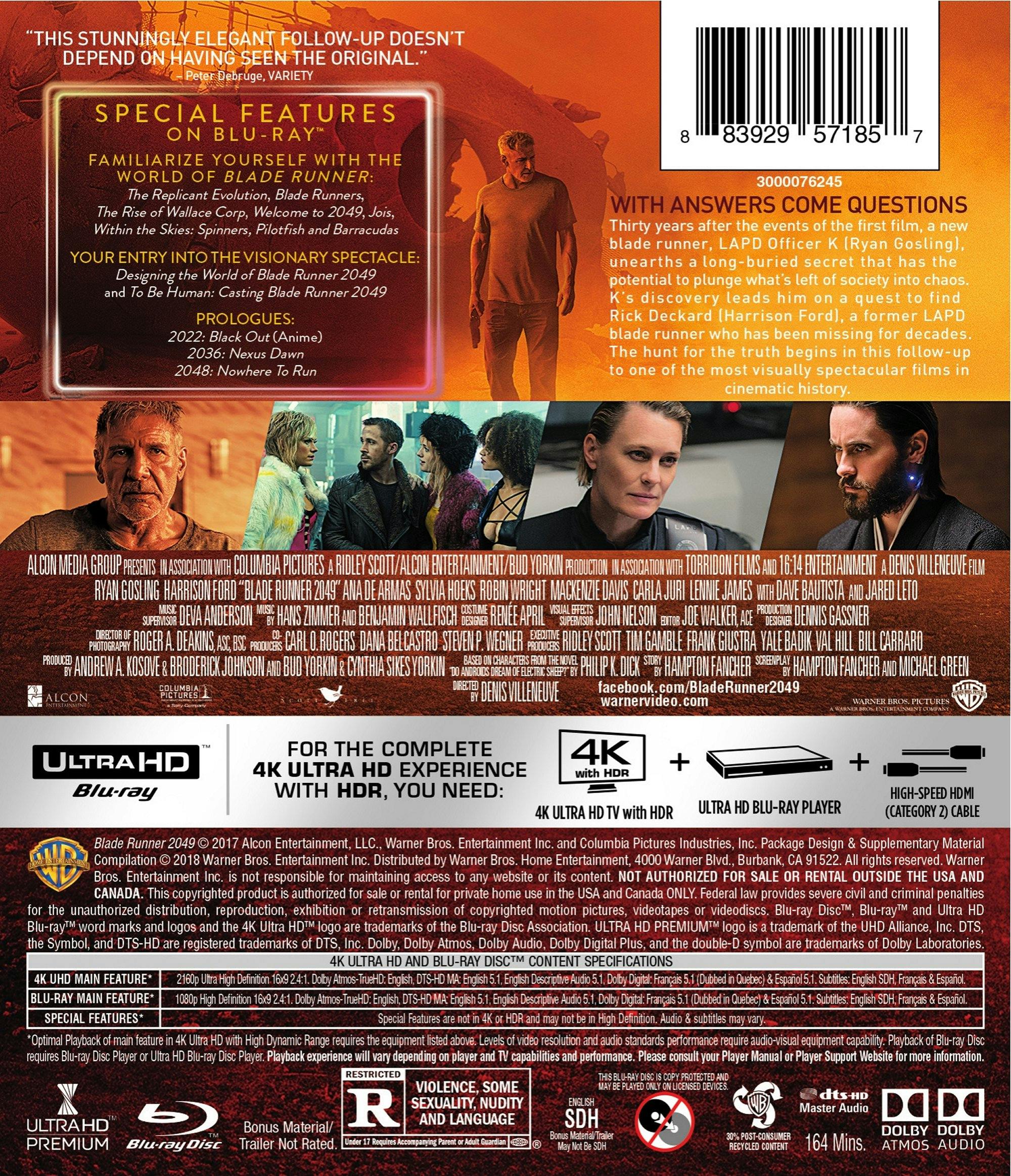 Blade Runner 2049 (4K Ultra HD + Blu-ray) [UHD] – GRUV