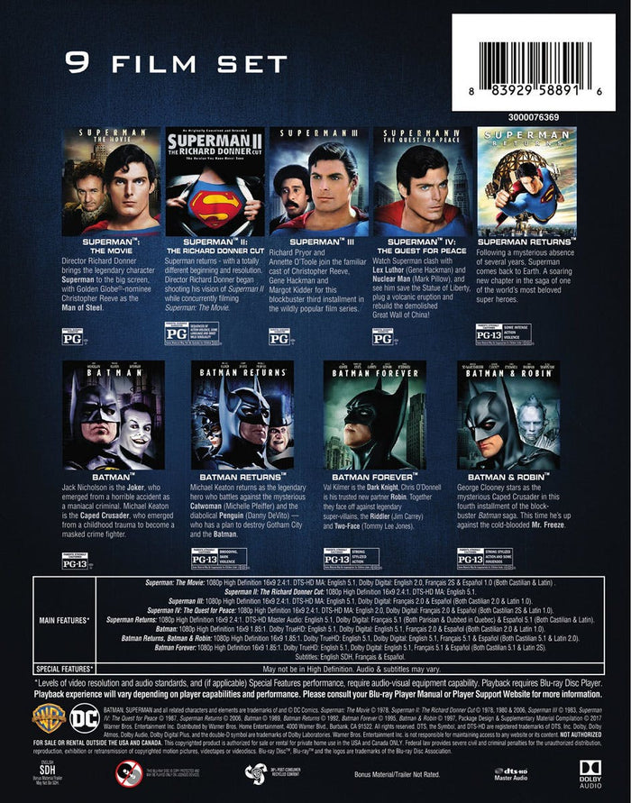 Batman & Superman 9-Film Set [Blu-Ray]