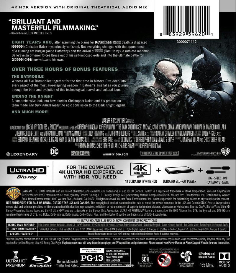 The Dark Knight Rises (4K Ultra HD + Blu-ray) [UHD]