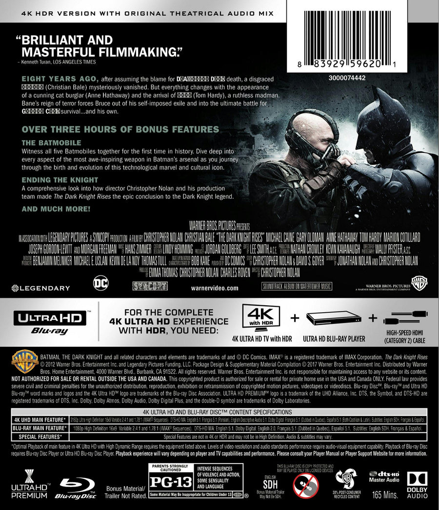 The Dark Knight Rises (4K Ultra HD + Blu-ray) [UHD]