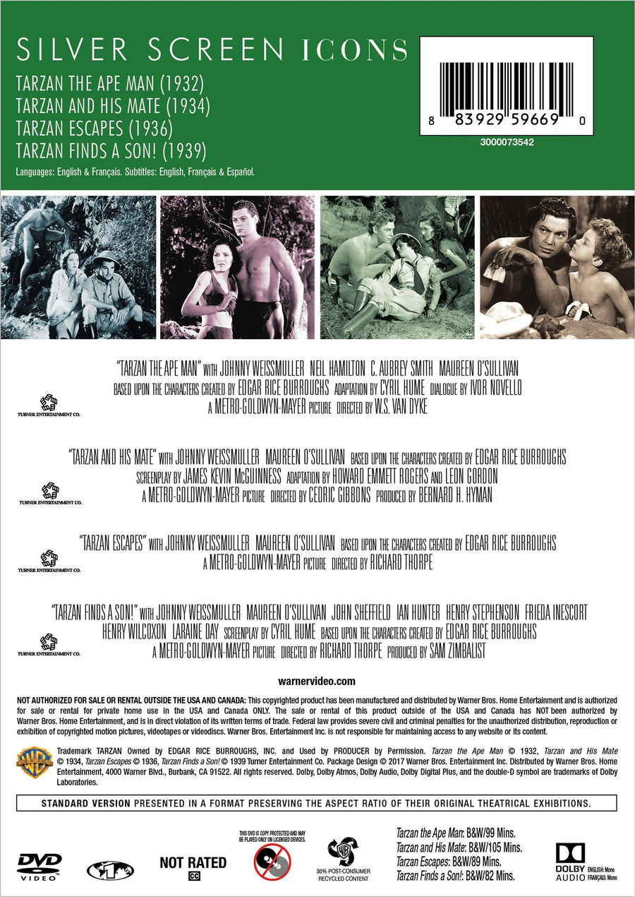 Silver Screen Icons - Johnny Weissmuller As Tarzan (DVD New Box Art) [DVD]