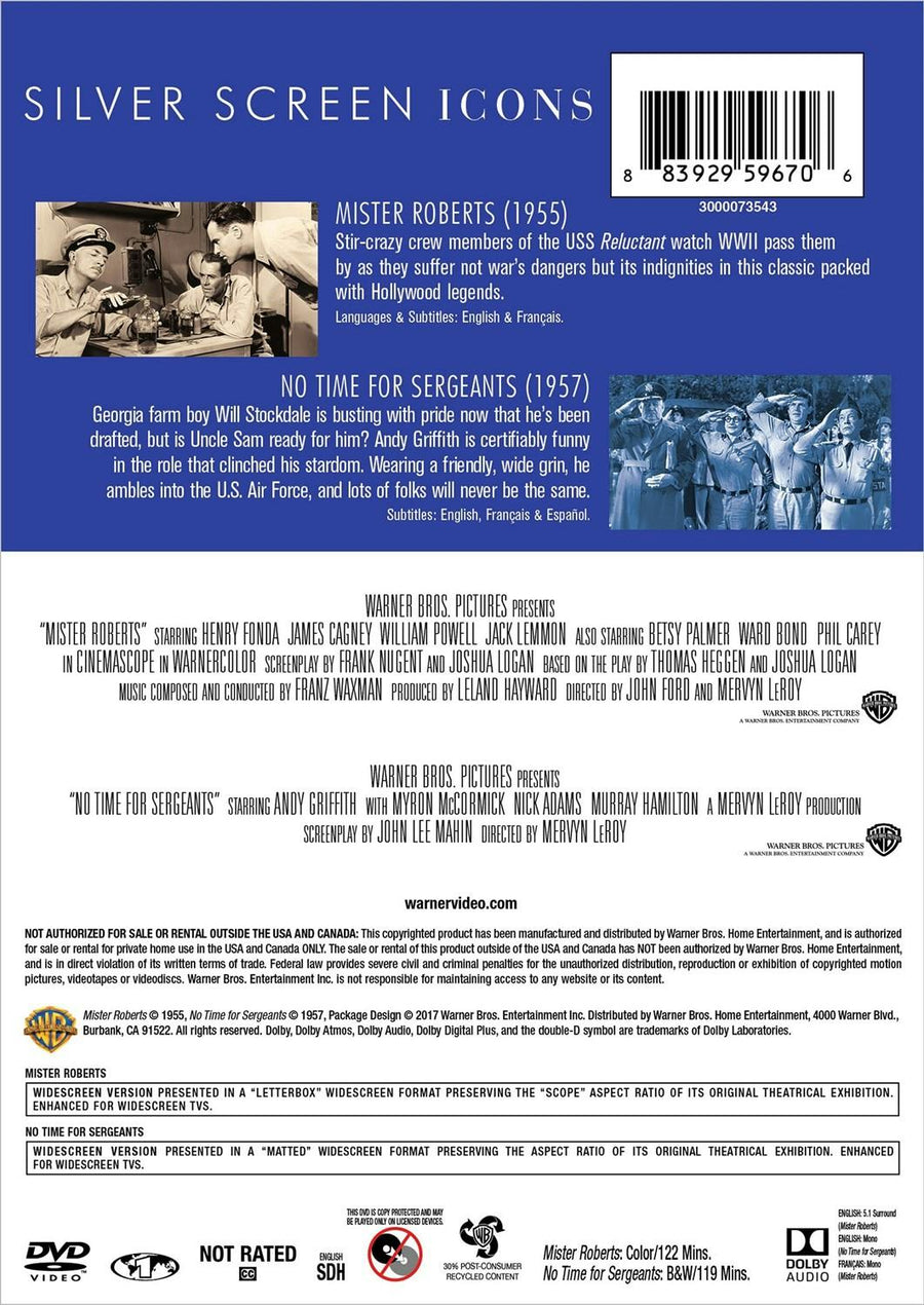Silver Screen Icons: Mister Roberts / No Time for Sergeants (DVD New Box Art) [DVD]