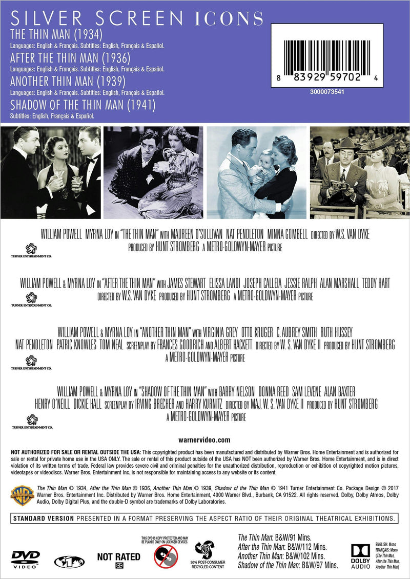 Silver Screen Icons - Thin Man Volume 1 (DVD New Box Art) [DVD]