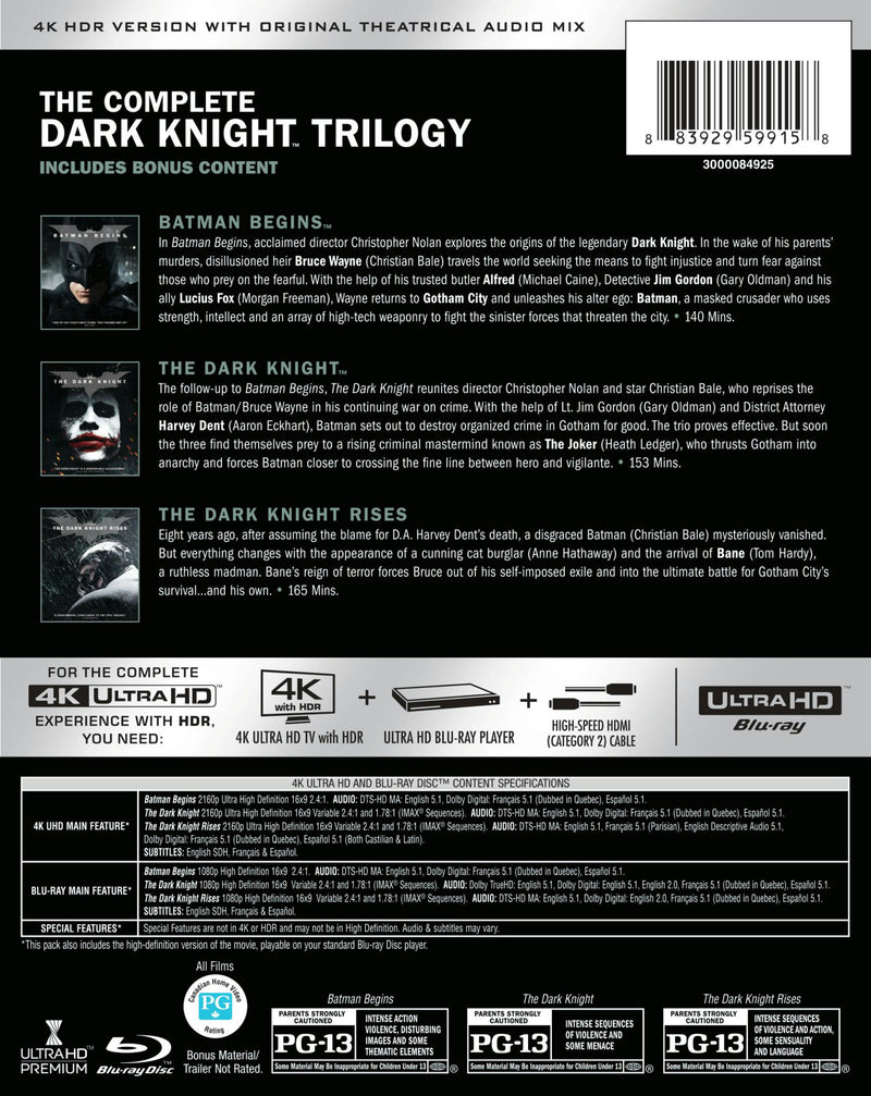 The Dark Knight Trilogy (4K Ultra HD + Blu-ray) [UHD]