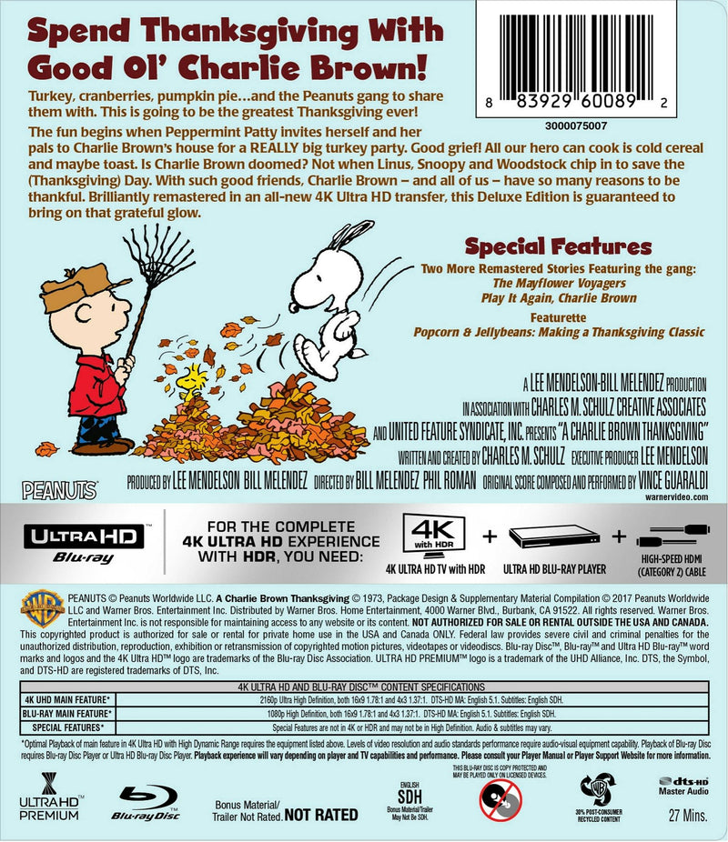 Charlie Brown: A Charlie Brown Thanksgiving (4K Ultra HD) [UHD]