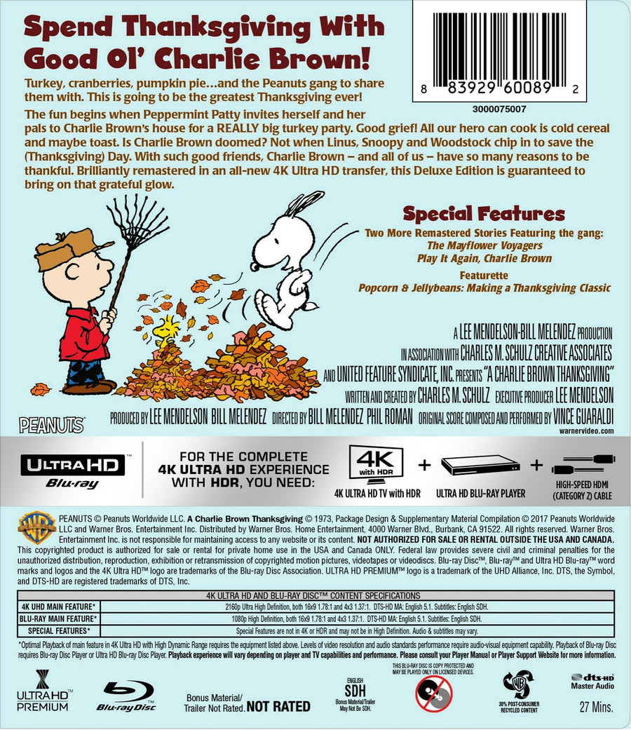 Charlie Brown: A Charlie Brown Thanksgiving (4K Ultra HD) [UHD]
