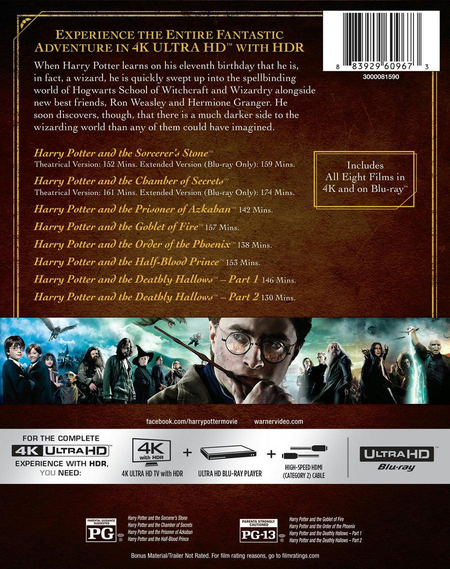 Harry Potter: Complete 8-film Collection (4K Ultra HD Set) [UHD]