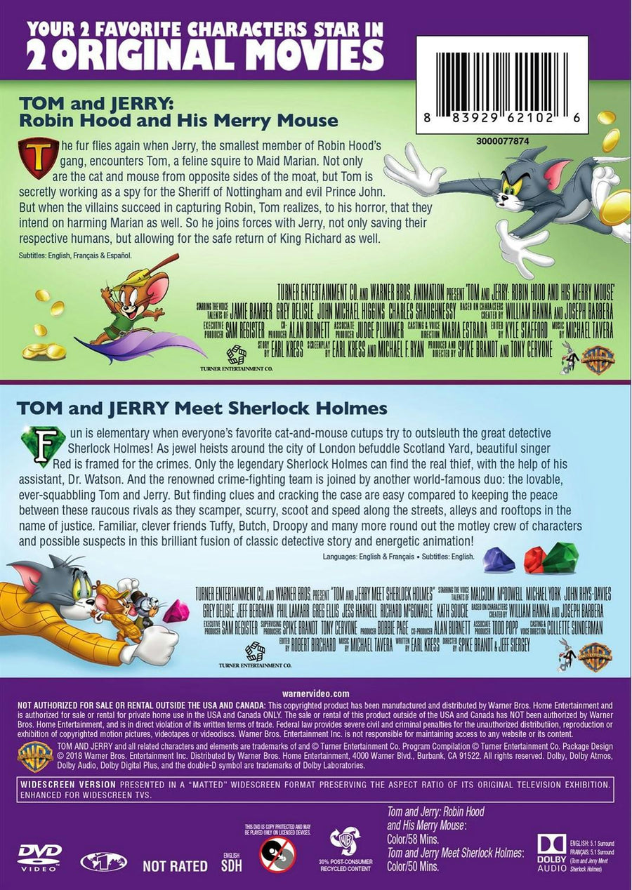 Tom and Jerry: Robin Hood and his Merry Mouse / Meet Sherlock Holmes (DVD Double Feature) [DVD]