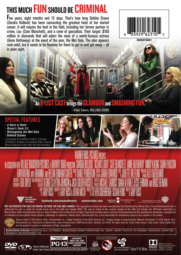 Ocean's 8 (Special Edition) [DVD]