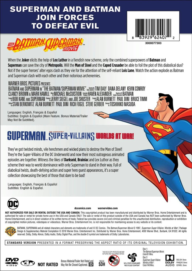 The Batman-Superman Movie/Super Villains: Worlds at War (DVD Double Feature) [DVD]