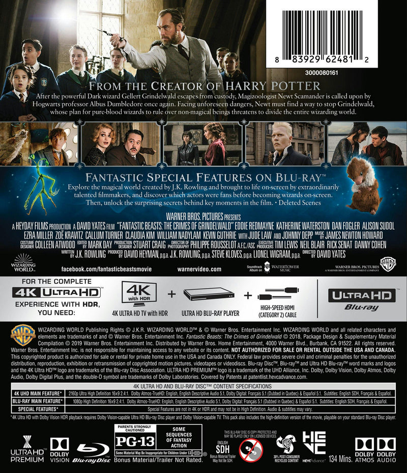 Fantastic Beasts: The Crimes of Grindelwald (4K Ultra HD + Blu-ray) [UHD]