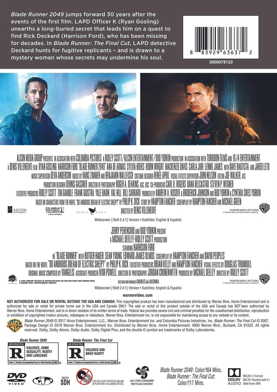 Blade Runner: The Final Cut/Blade Runner 2049 (DVD Double Feature) [DVD]