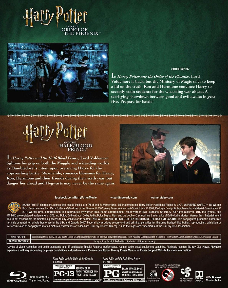 Harry Potter: Order Of Phoenix/ Half Blood Prince (Blu-ray Double Feature) [Blu-ray]