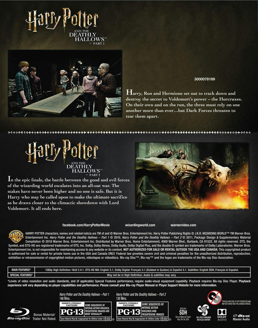 Harry Potter: Deathly Hallows, Part 1&2 (Blu-ray Double Feature) [Blu-ray]