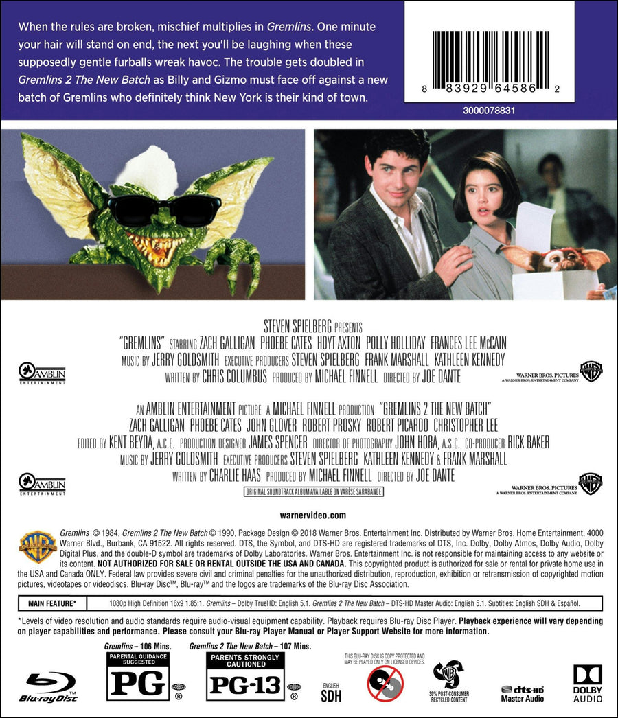 Gremlins/Gremlins 2 (Blu-ray Double Feature) [Blu-ray]