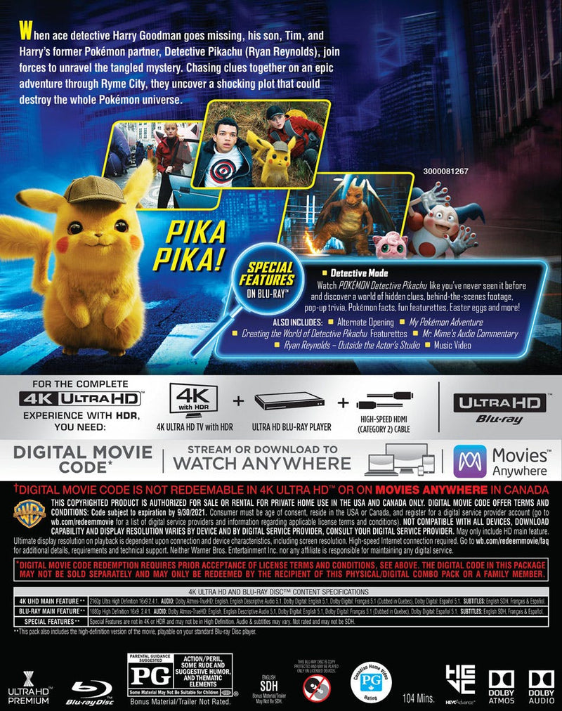 Pokemon Detective Pikachu (4K Ultra HD + Blu-ray) [UHD]
