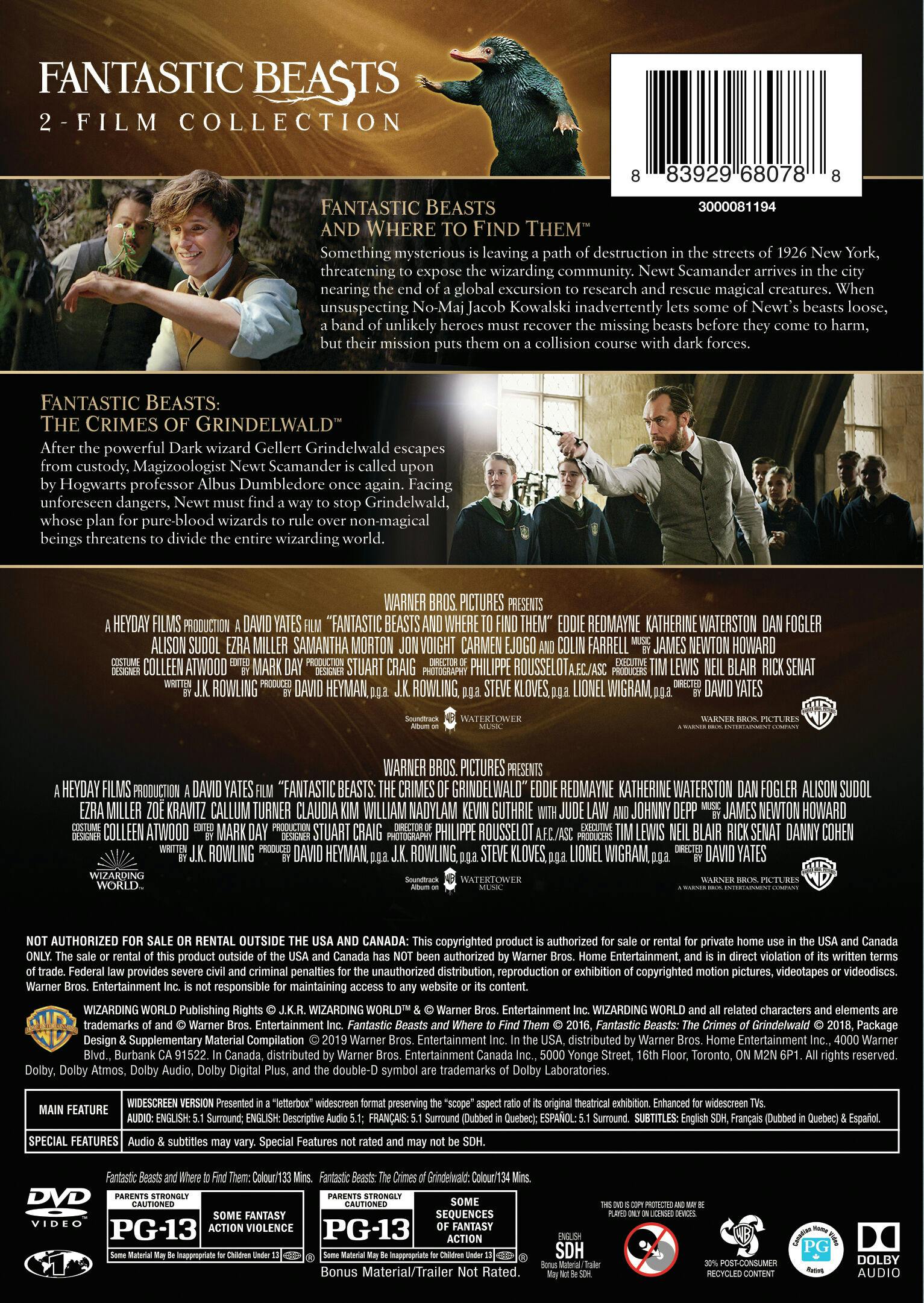 Fantastic Beasts: 2-film Collection (DVD Double Feature