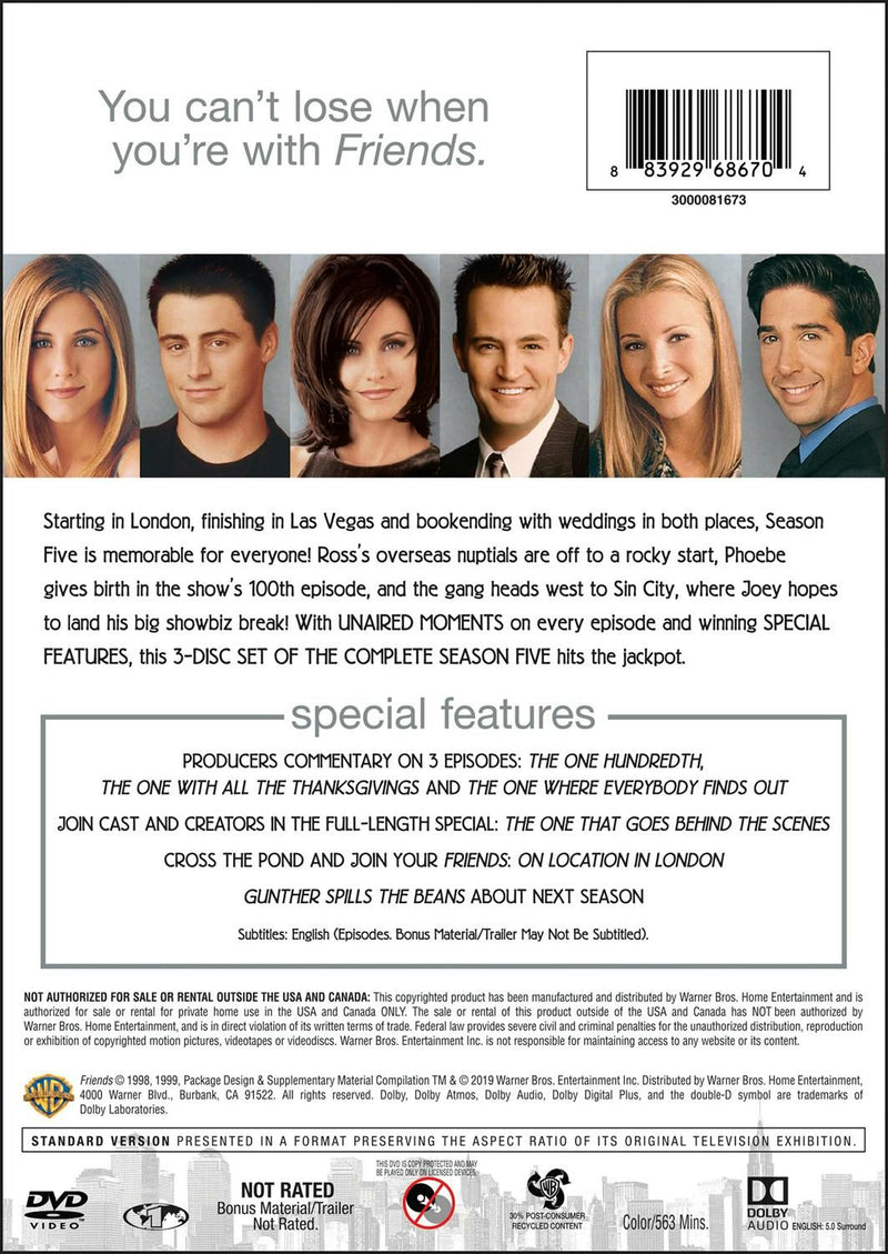 Friends: Season 5 - Extended Cut (Box Set) [DVD]