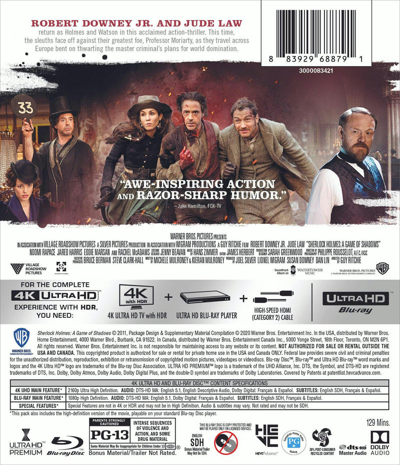 Sherlock Holmes: A Game of Shadows (4K Ultra HD + Blu-ray) [UHD]