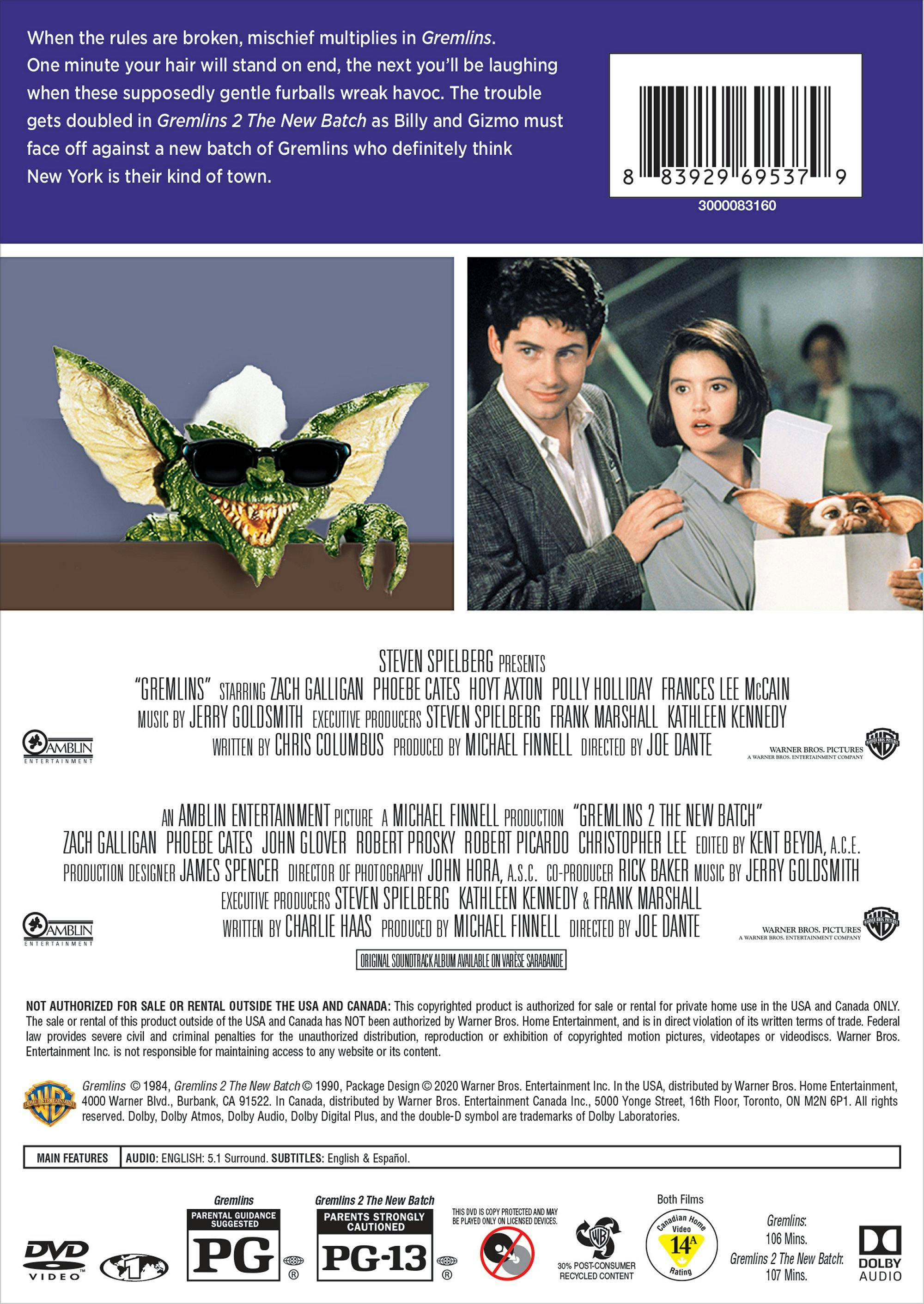 Gremlins/Gremlins 2 (DVD Double Feature) [DVD] – GRUV Entertainment