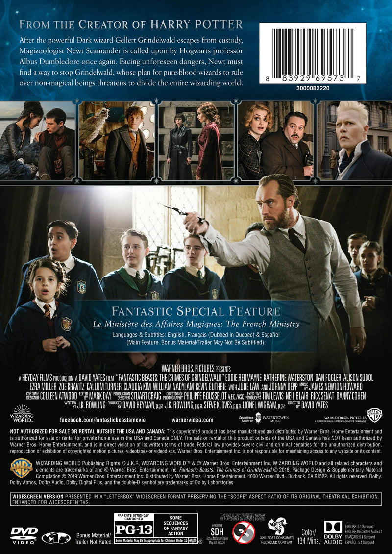 Fantastic Beasts: The Crimes of Grindelwald (DVD Single Disc) [DVD]