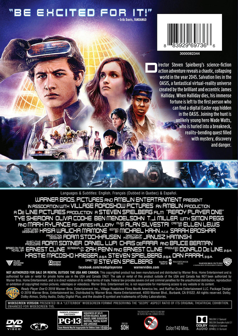 Ready Player One (DVD Single Disc) [DVD]